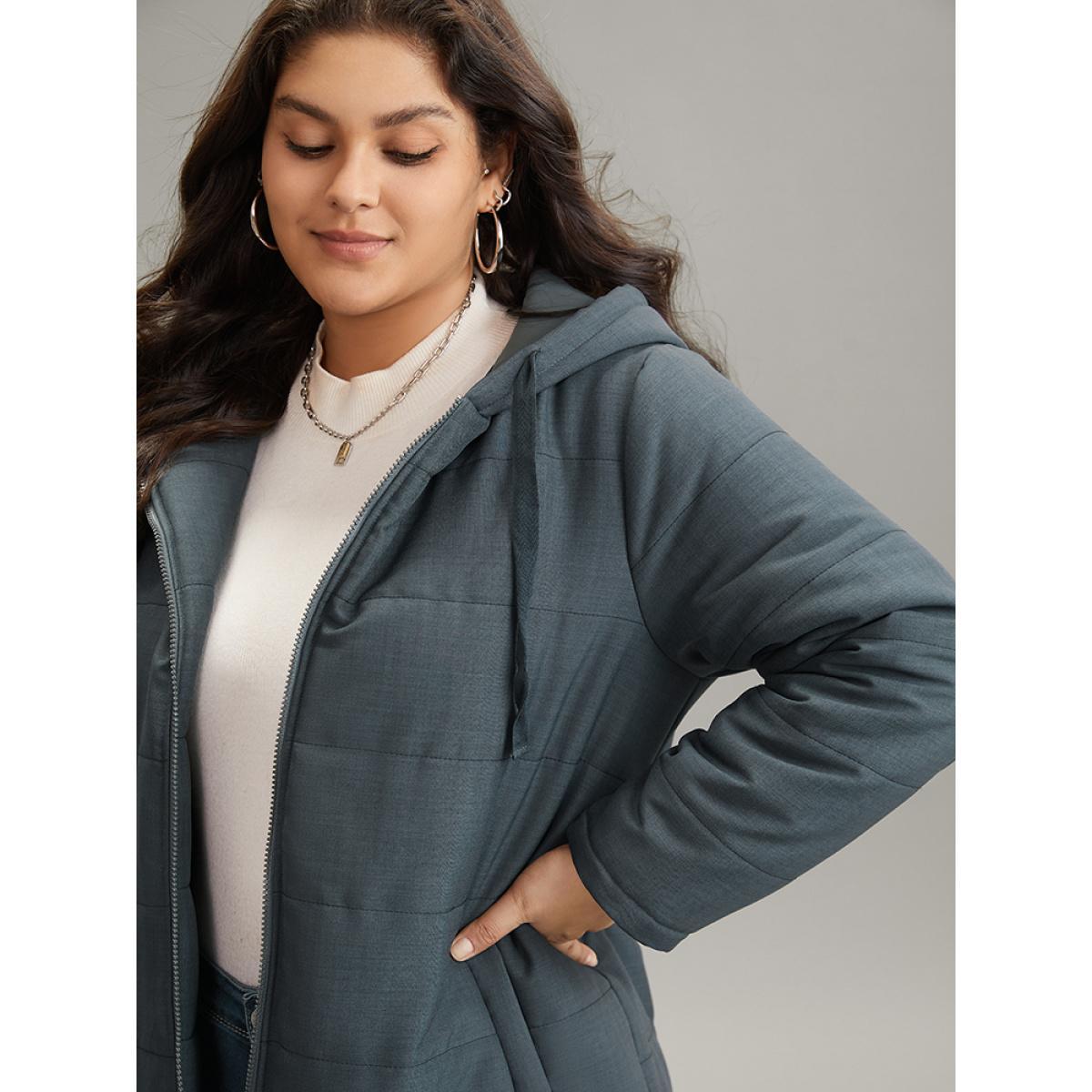 Plus Size Women Dailywear Plain Lined No stretch 22-24/3X Pocket Casual Cotton Jackets BloomChic Product Image