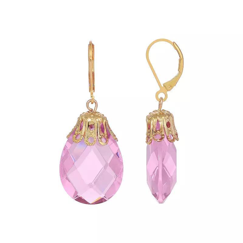 1928 Gold Tone Briolette Drop Earrings, Womens, Pink Product Image