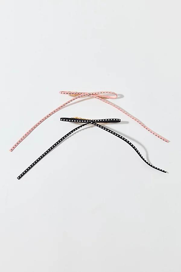 Studded Suede Hair Bow Clip Set Womens at Urban Outfitters Product Image