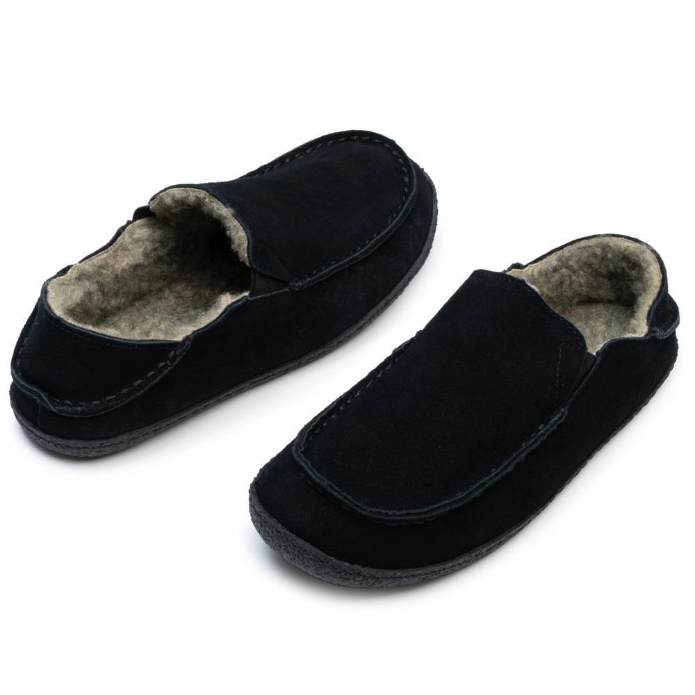 Alpine Swiss Gary Mens Genuine Suede Moccasin Slippers Faux Fur Lined Slip On House Shoes Product Image
