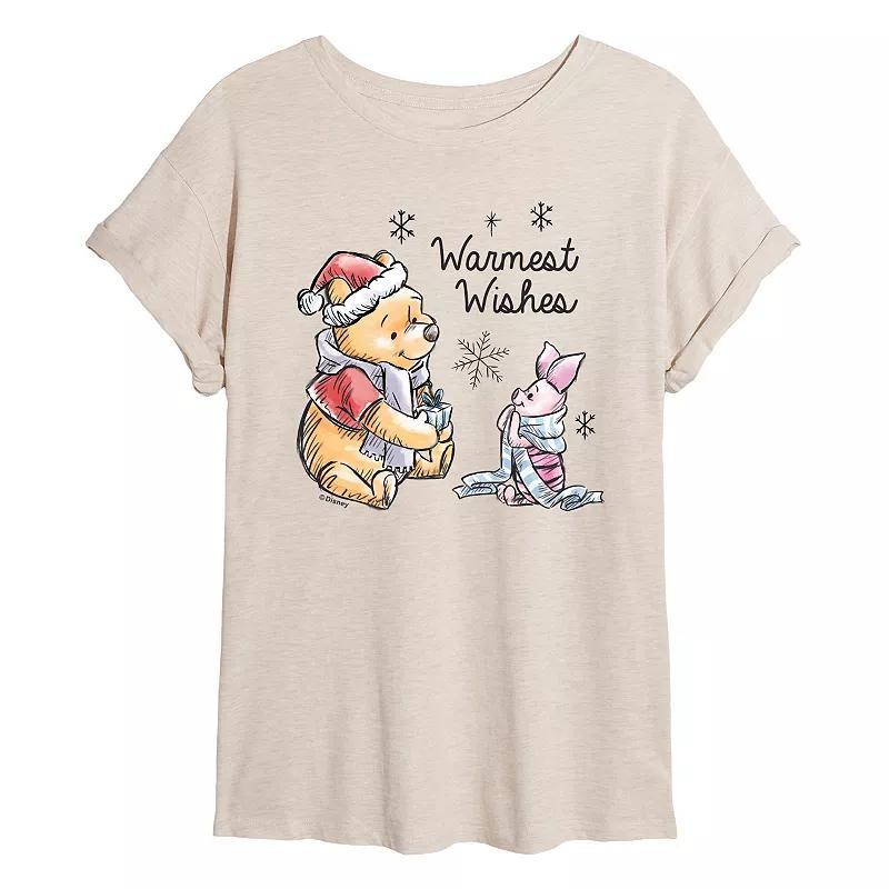 Disney's Winnie The Pooh Women's Warmest Wishes Tee, Size: Medium, Gray Product Image