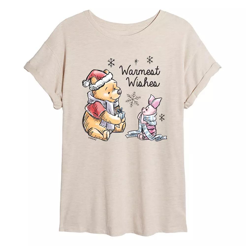 Disney's Winnie The Pooh Women's Warmest Wishes Tee, Size: Medium, Gray Product Image