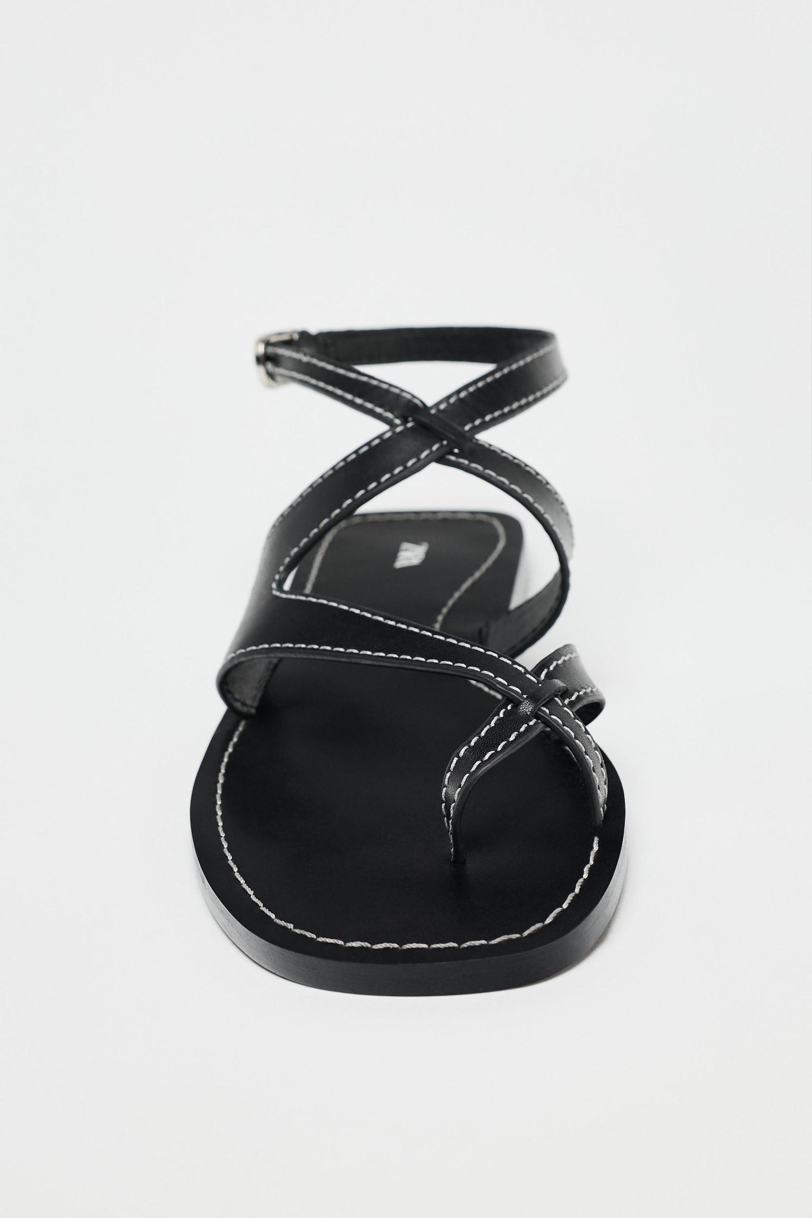 LEATHER STRAPPY SANDALS Product Image