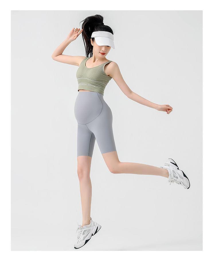 Maternity High Waist Plain Yoga Shorts Product Image