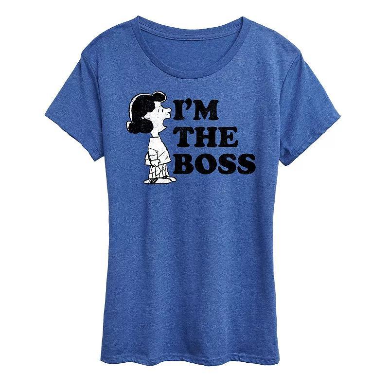 Womens Peanuts Lucy Im The Boss Graphic Tee Grey Green Product Image