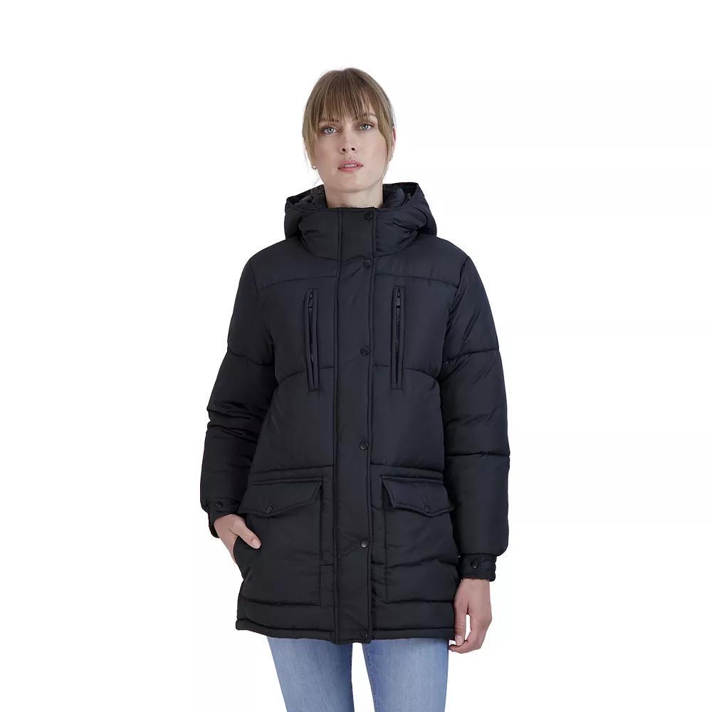 Juniors' Sebby Hooded Parka Puffer Coat, Women's, Size: Small, Black Product Image