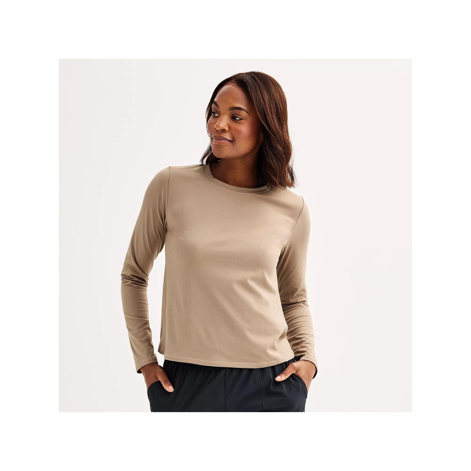 Women's Tek Gear® Essential Soft Long Sleeve Top, Size: Large, Mineral Black Product Image