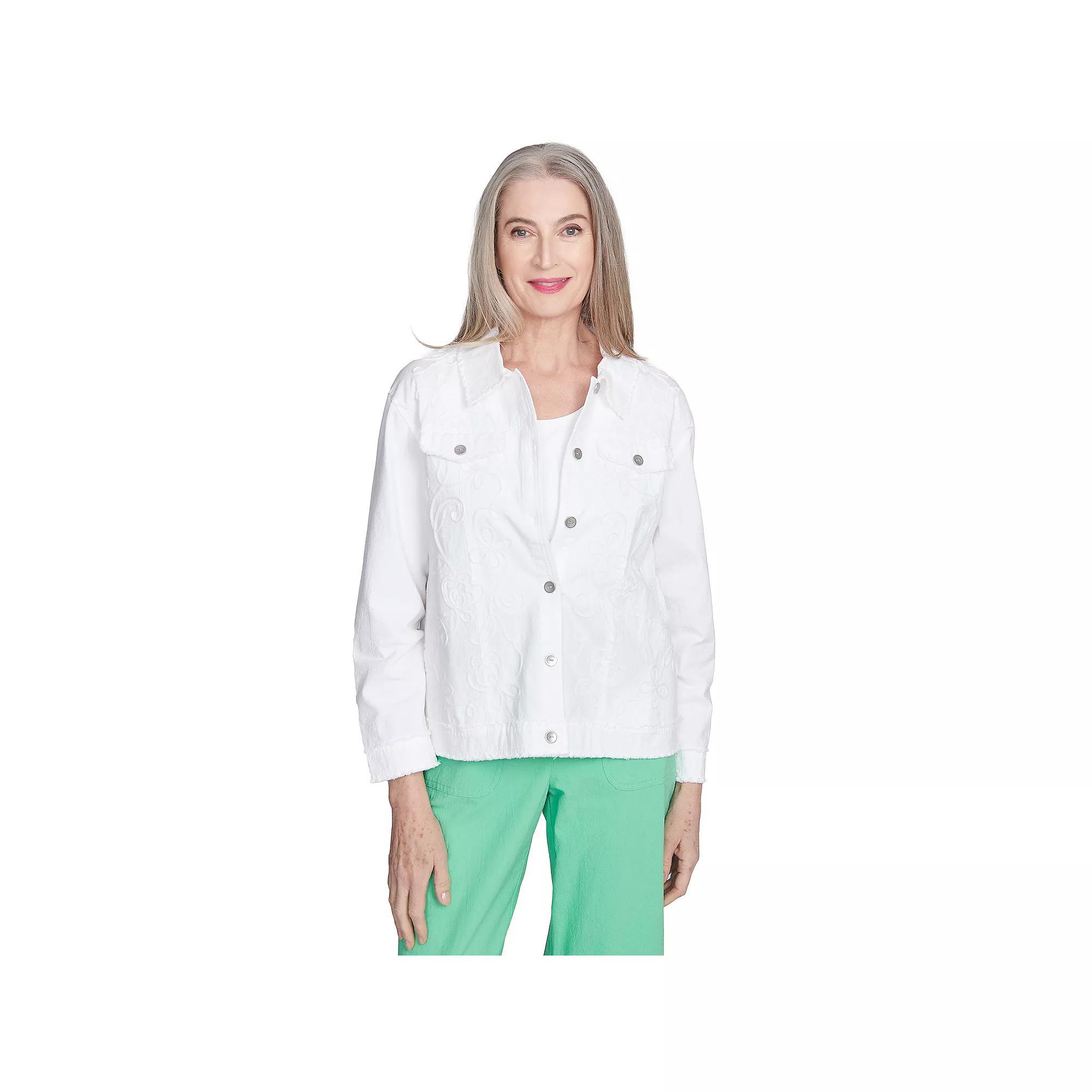 Women's Alfred Dunner Soutache Fringe Trim Jacket, Size: XL, White Product Image