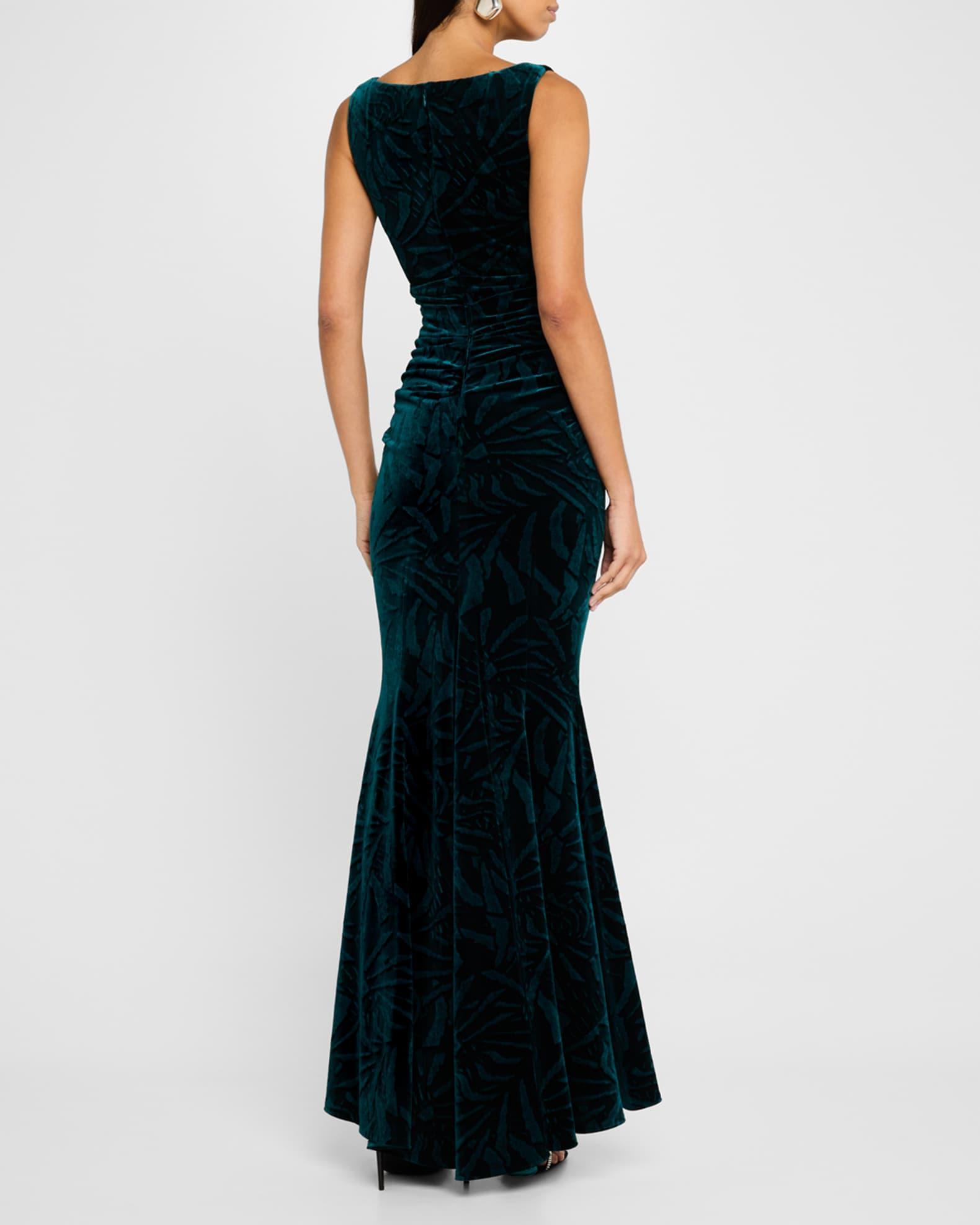 Palm Leaf Velvet Sleeveless Gown Product Image