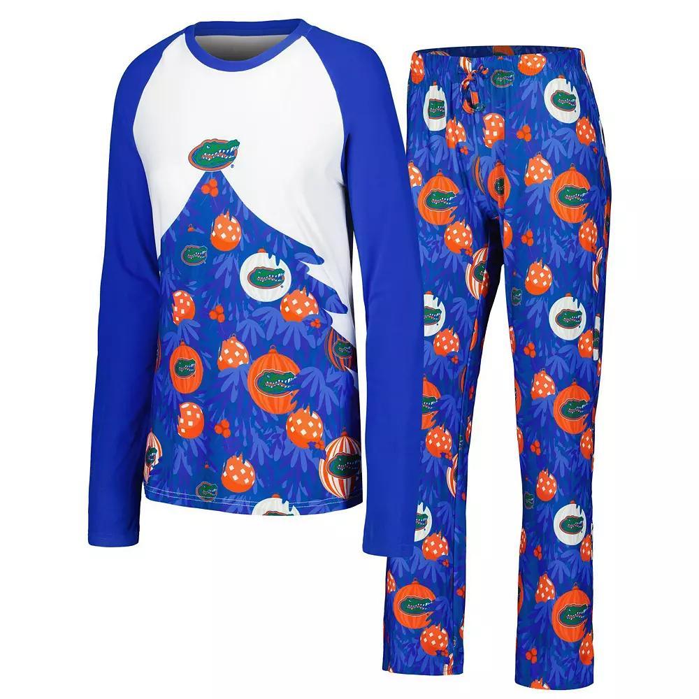 Women's Concepts Sport Royal Florida Gators Tinsel Ugly Sweater Long Sleeve T-Shirt & Pants Sleep Set, Size: Medium, Blue Product Image