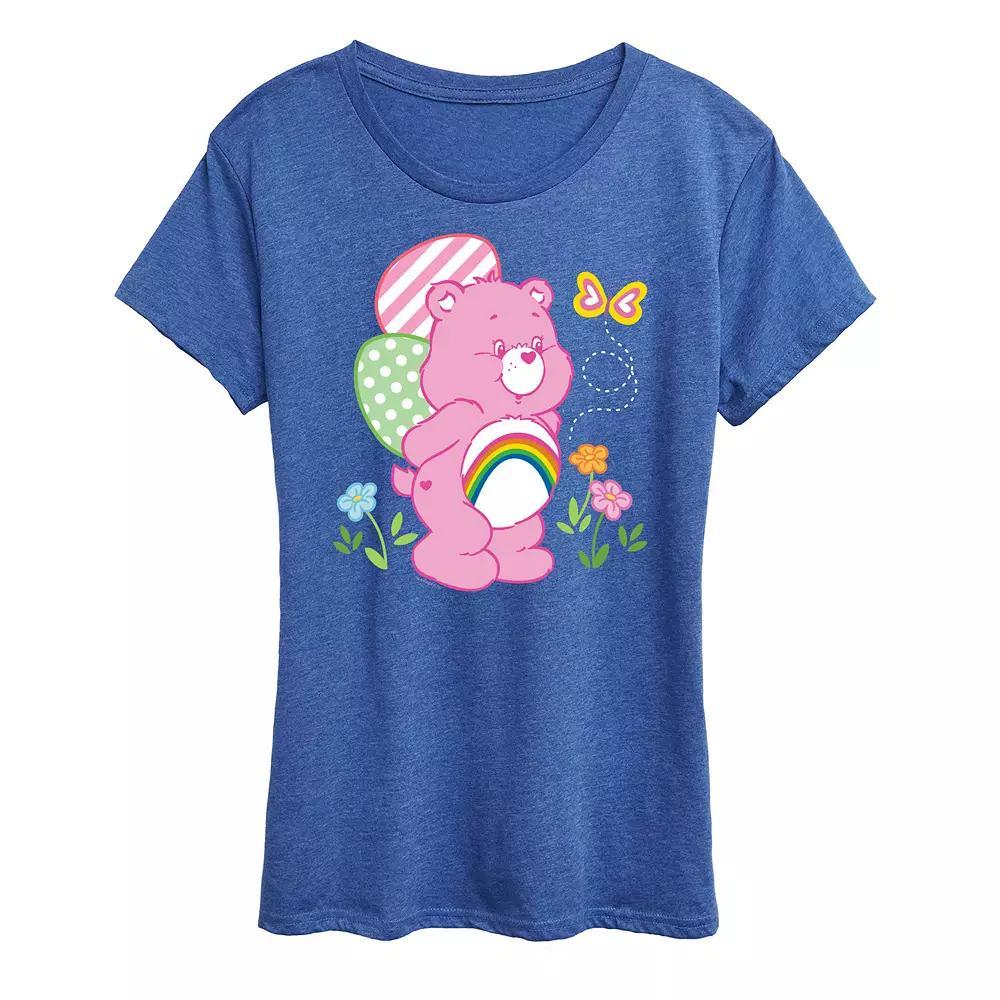 Women's Care Bears Easter Scene Graphic Tee, Size: XL, Grey Royal Blue Product Image