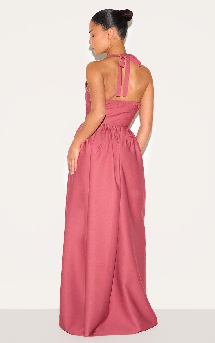 Petite Blush Rose Halter Neck Floaty Maxi Dress Product Image