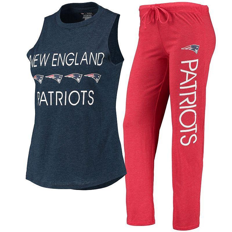 Women's Concepts Sport Navy/Red New England Patriots Plus Size Meter Tank Top and Pants Sleep Set, Size: 1XL, Blue Product Image