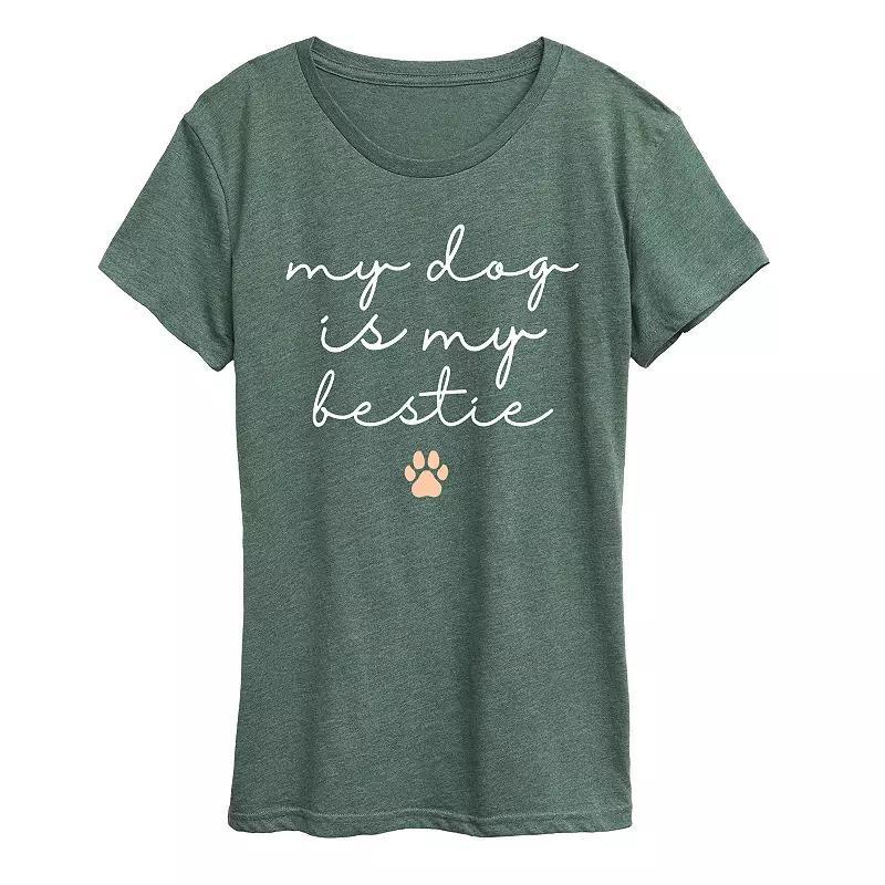 Plus My Dog Is My Bestie Graphic Tee, Womens Grey Green Product Image