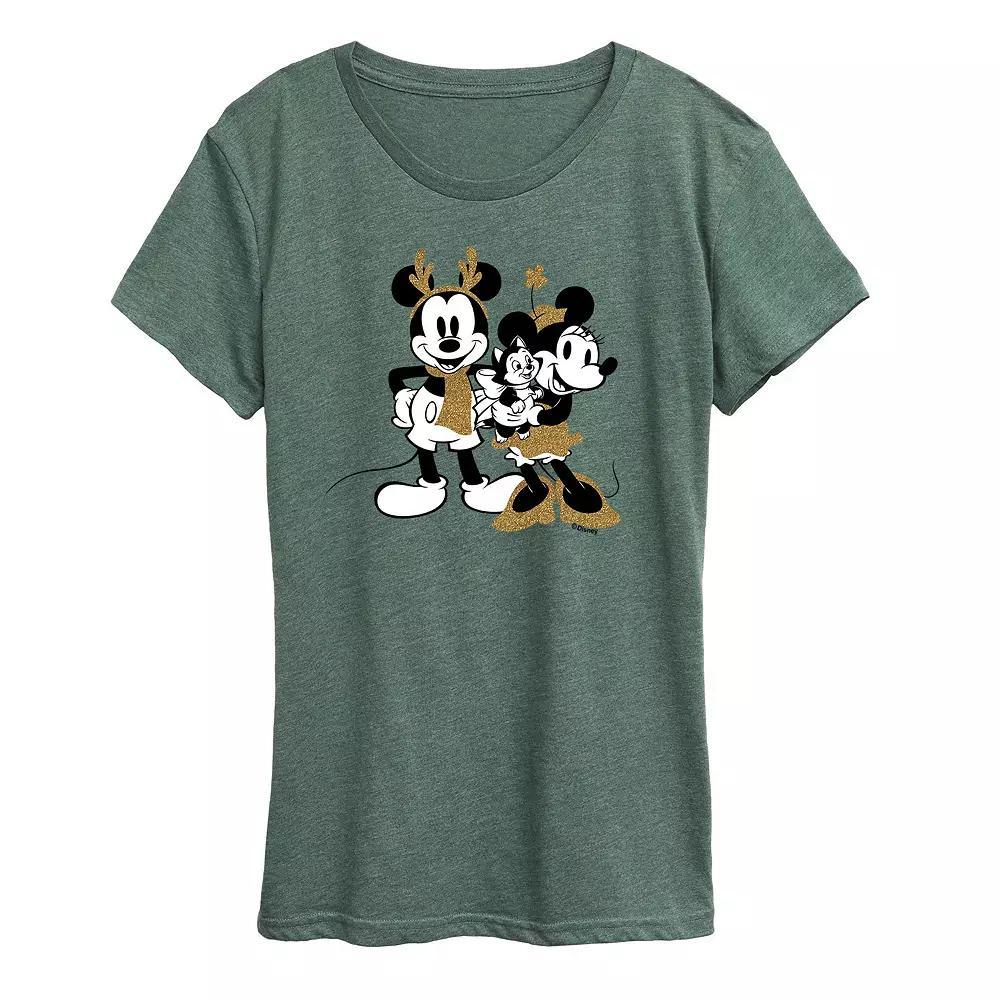 Disney's Mickey Mouse Women's Mickey Minnie Sparkle Graphic Tee, Girl's, Size: XXL, Grey Gray Product Image