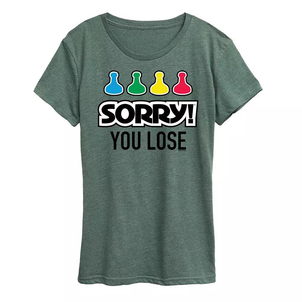 Womens Sorry You Lose Tee Graphic Tee by Hasbro Grey Green Product Image