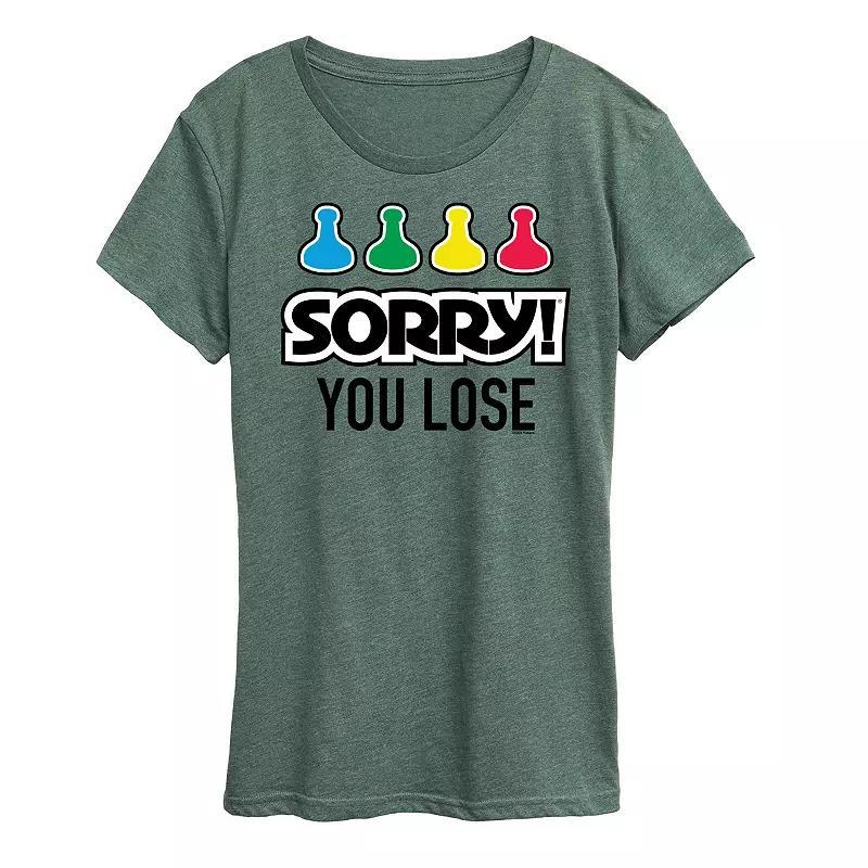 Womens Sorry You Lose Tee Graphic Tee by Hasbro Grey Green Product Image