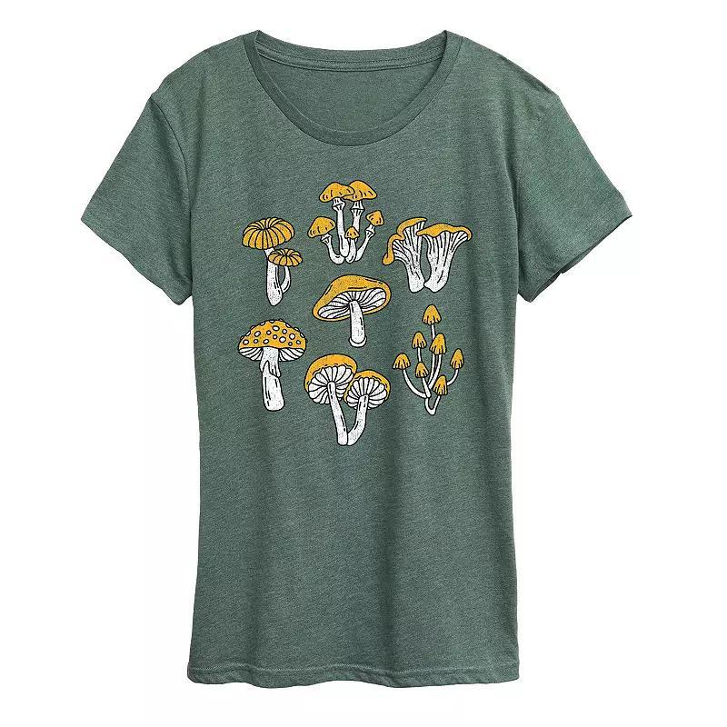 Womens Types Of Mushrooms Graphic Tee, Girls Grey Gray Product Image