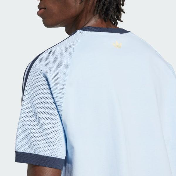 adidas Premium Knitted Tee Clear Sky XS Mens Product Image