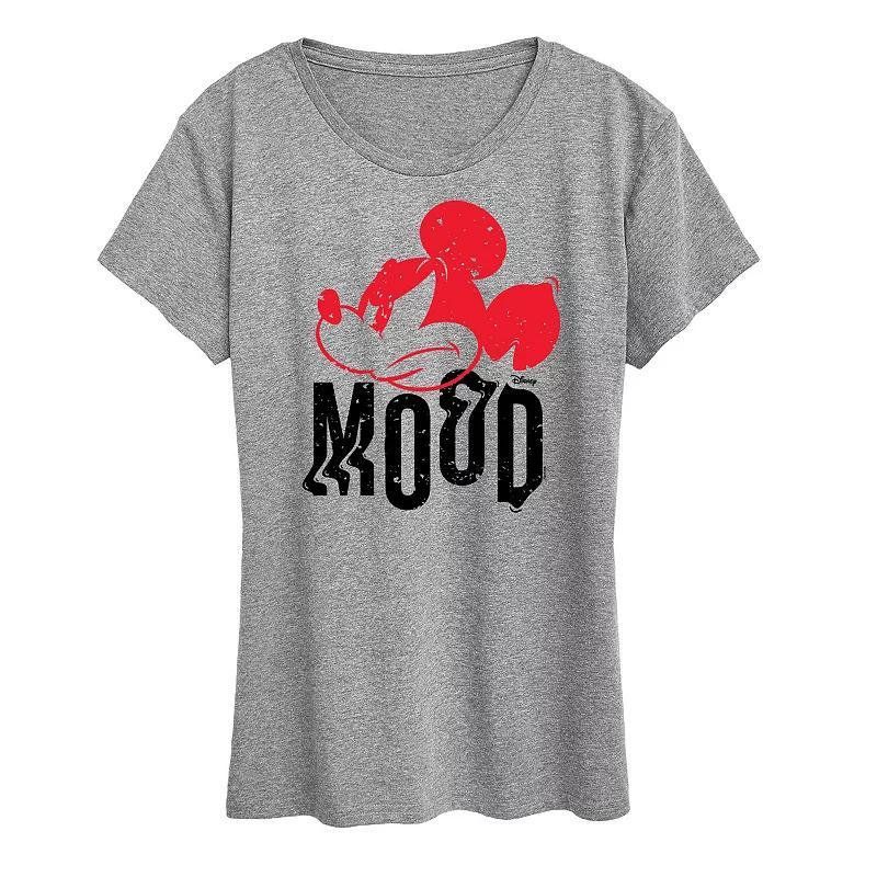 Disneys Mickey Mouse Womens Mood Graphic Tee Grey Gray Product Image