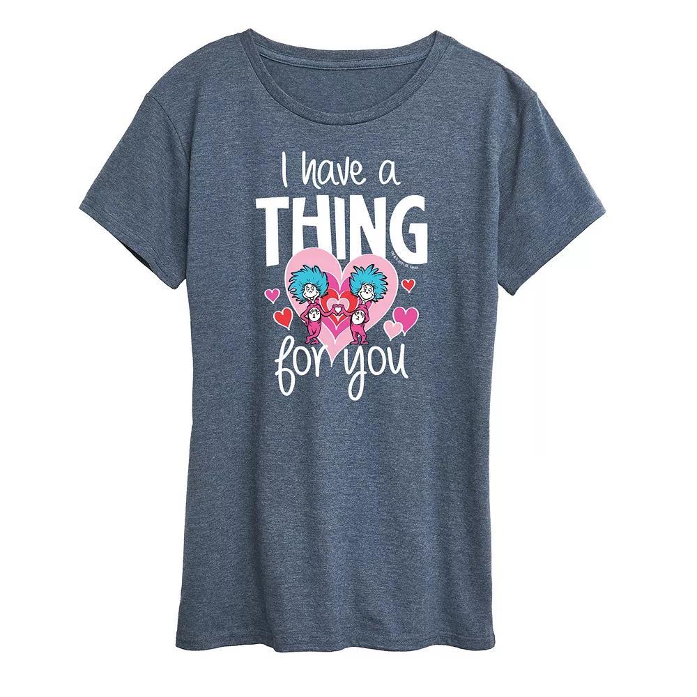 Womens Live Happy Daisies Graphic Tee Grey Blue Product Image