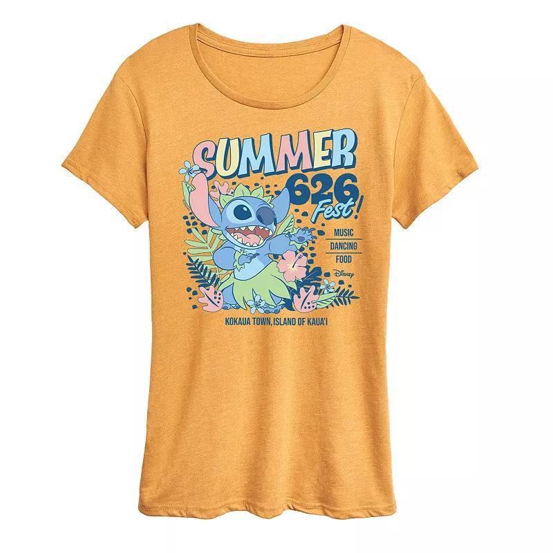 Disneys Lilo & Stitch Womens Summer 626 Fest Graphic Tee Grey Gray Product Image