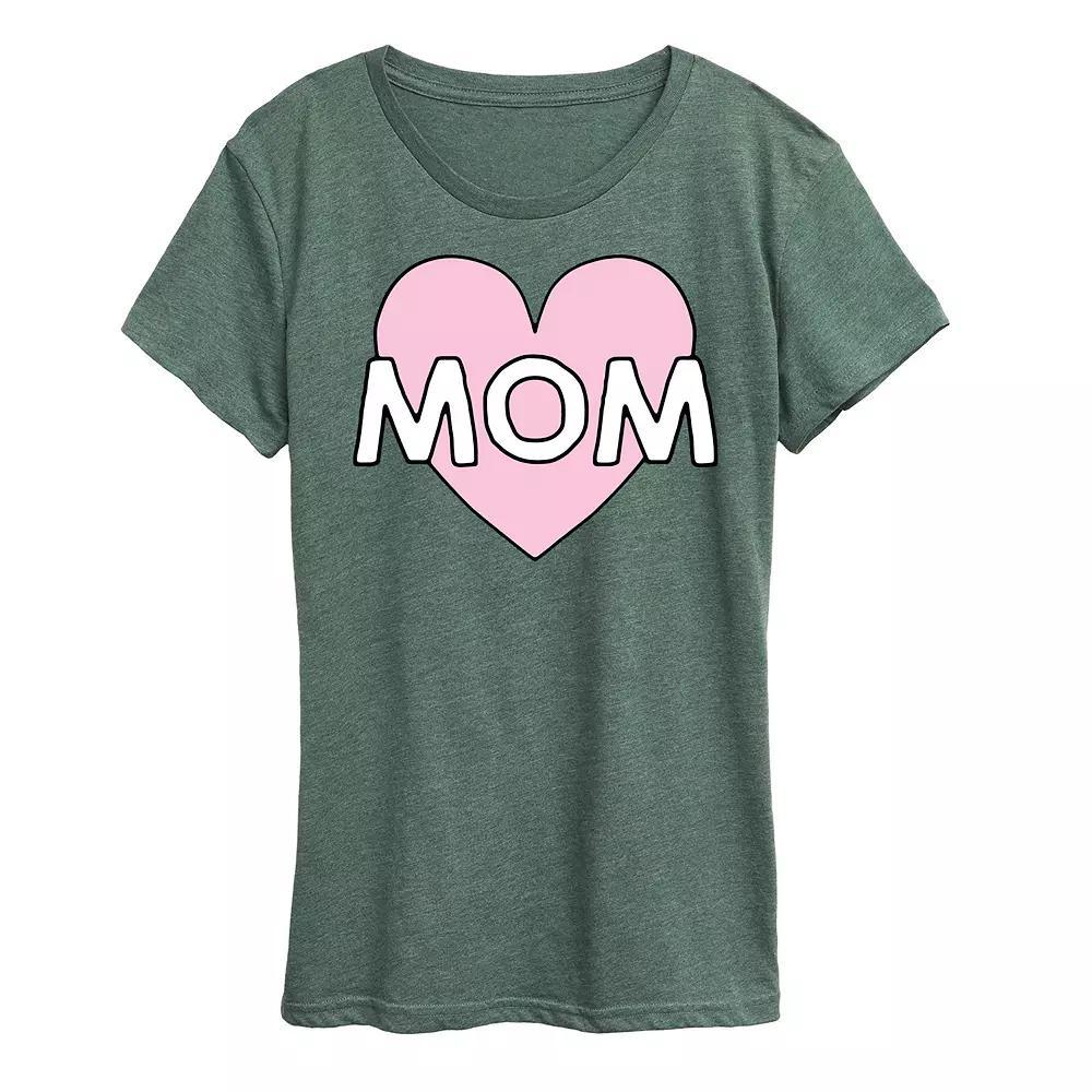Women's Mom Heart Graphic Tee, Size: Medium, Grey Gray Product Image
