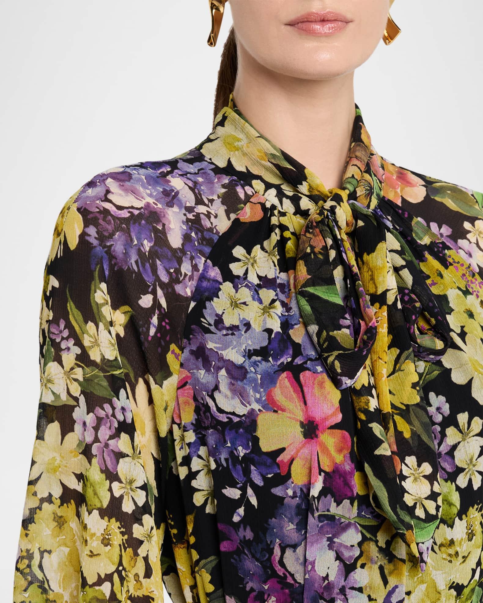 Floral-Print Flounce Chiffon Gown Product Image