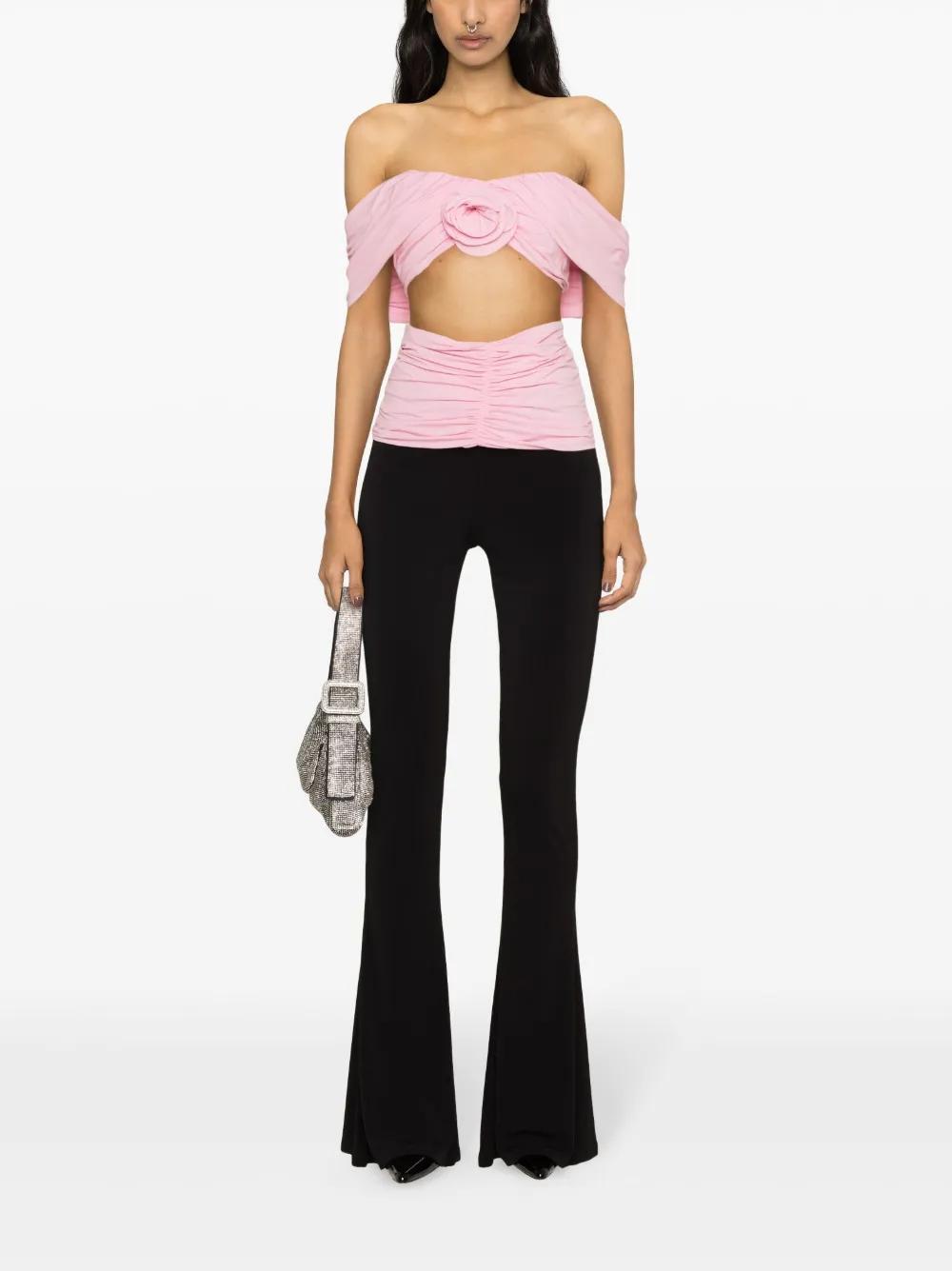 rose-appliqué ruched top Product Image