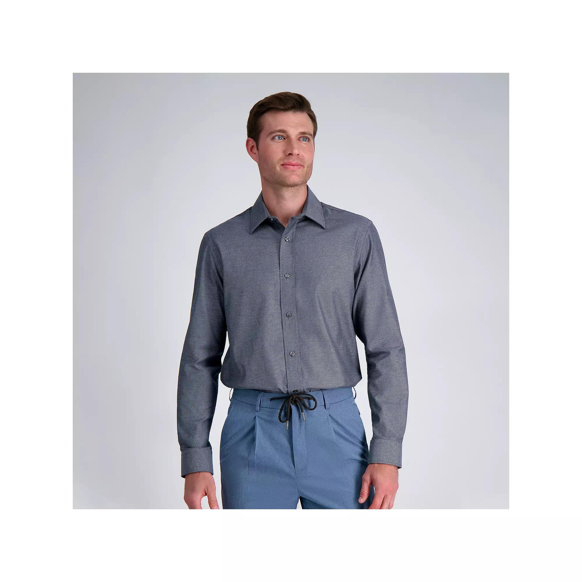 Mens Haggar Premium Comfort Classic Fit Dress Shirt Grey Texture Product Image