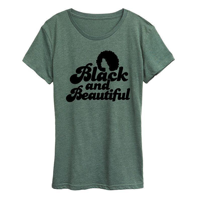 Womens Black and Beautiful Graphic Tee Grey Dark Red Product Image