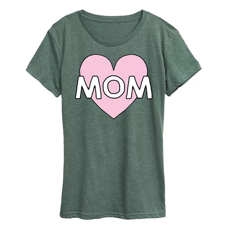 Women's Mom Heart Graphic Tee, Size: Medium, Grey Gray Product Image