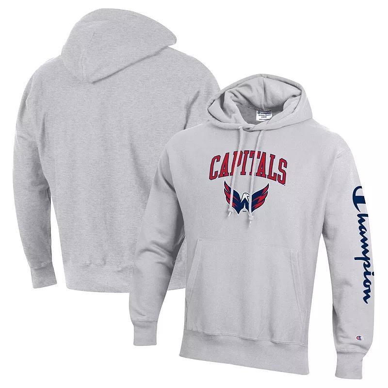 Men's Champion Heather Gray Washington Capitals Reverse Weave Pullover Hoodie, Size: Medium, Grey Product Image