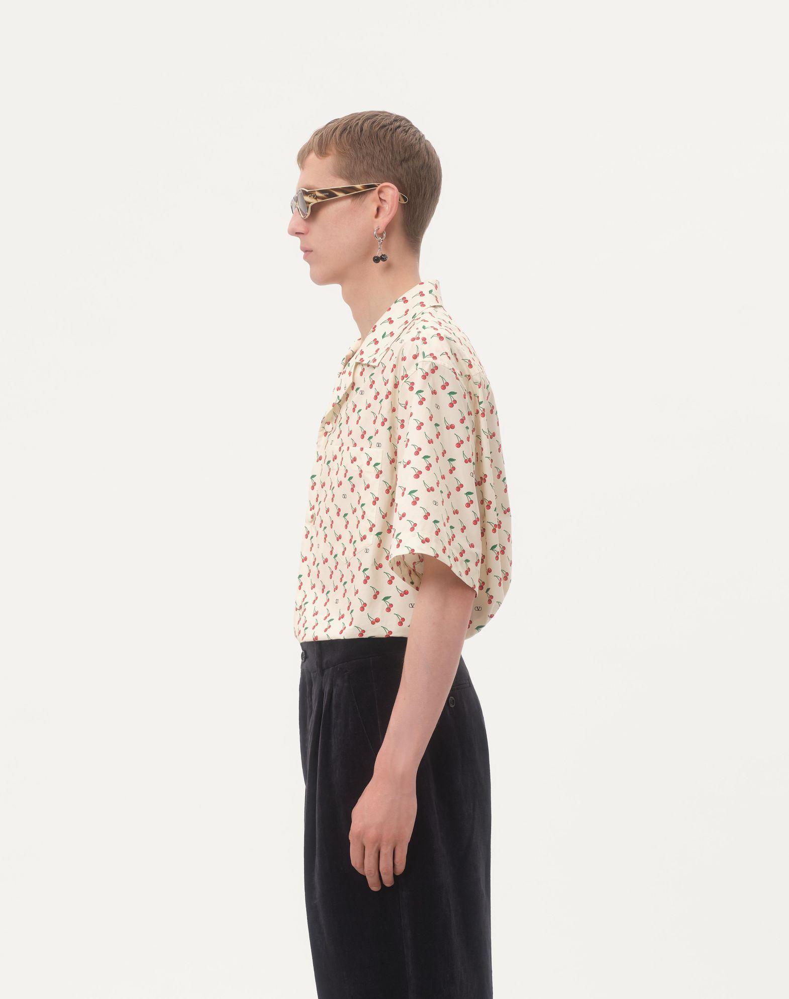 Cotton Poplin Bowling Shirt With Cherryfic Print Product Image