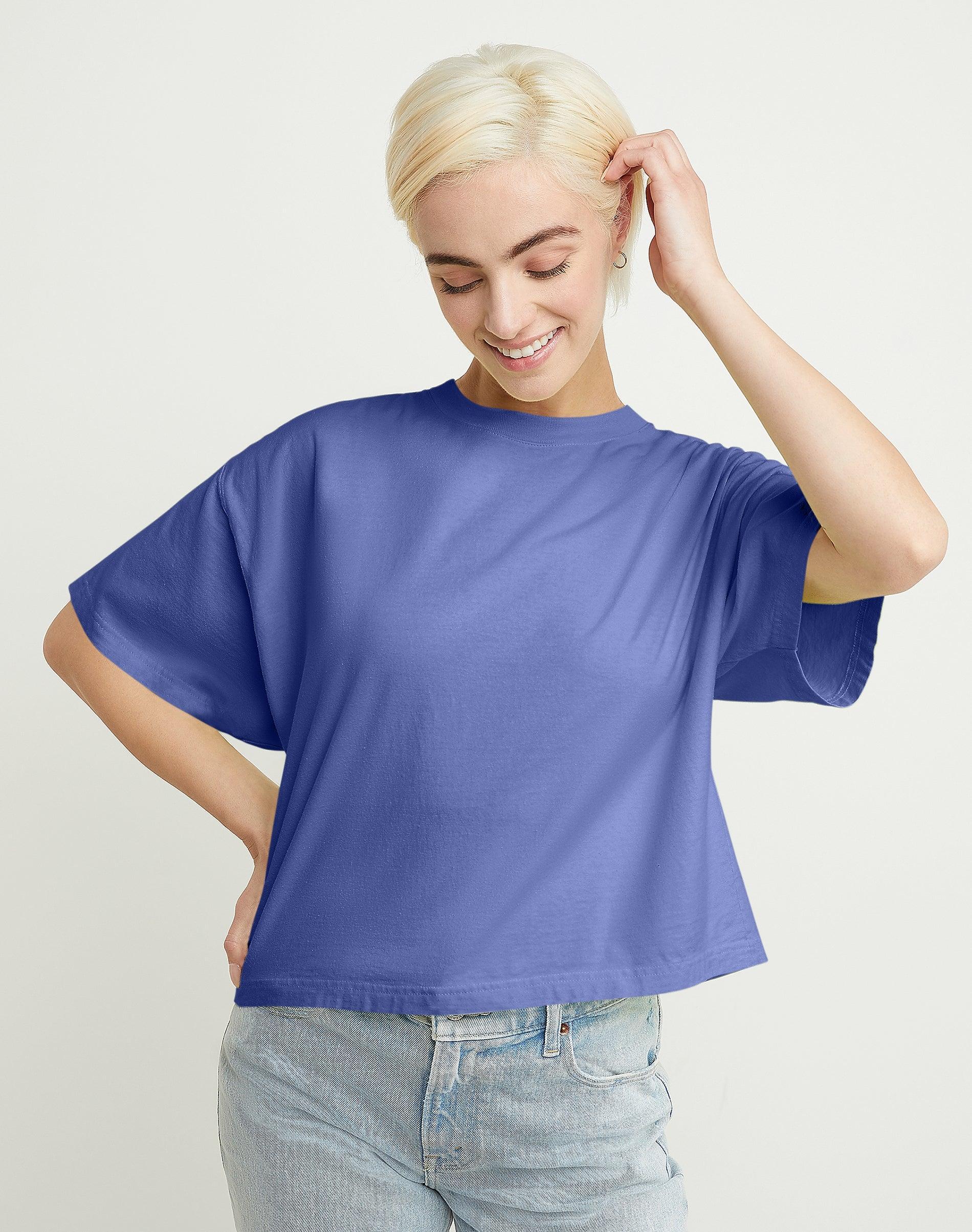Hanes Womens Garment Dyed Cropped Cotton T-Shirt Anchor Slate 2XL Product Image