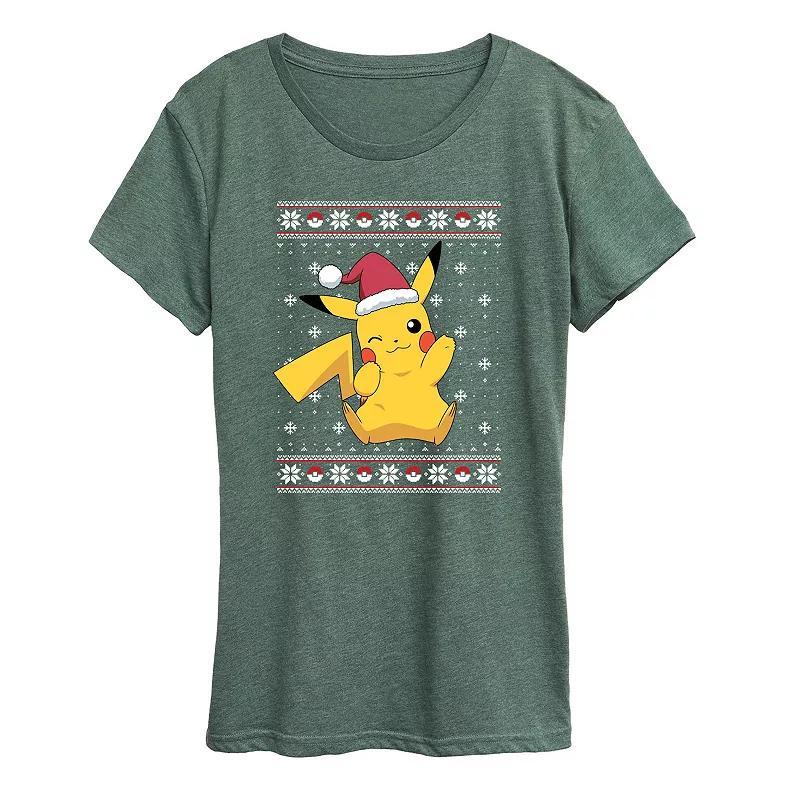 Womens Pokemon Pikachu Sweater Design Tee Grey Gray Product Image