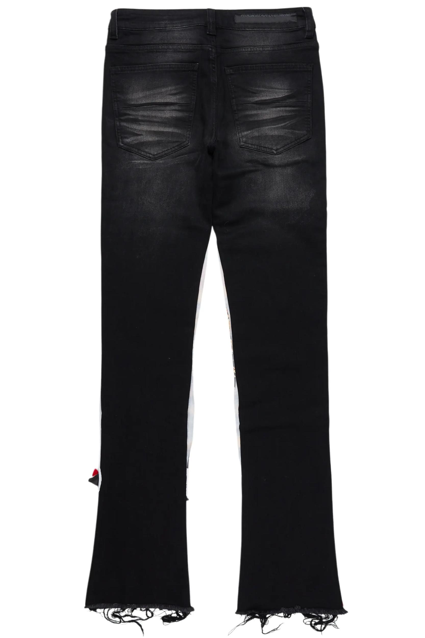 Savage Black/Red Patchwork Stacked Flare Jean Male Product Image