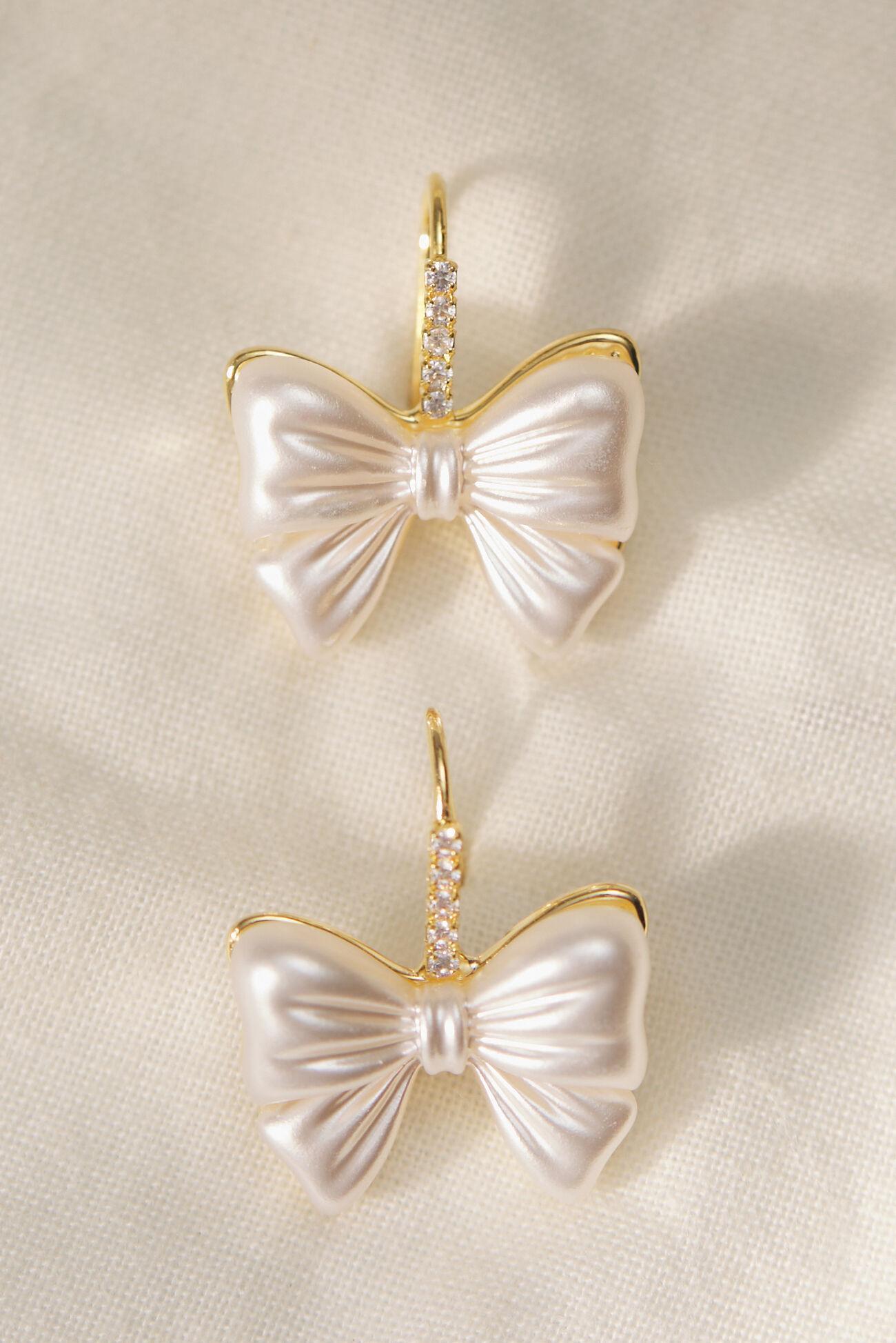 18K Gold Bow Charm Earrings Product Image