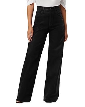 Joes Jeans The Mia Petite High Rise Wide Leg Coated Jeans in Black Product Image