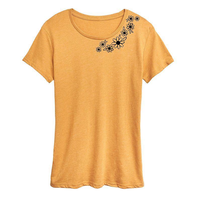 Womens Sketched Florals Graphic Tee Grey Gray Product Image