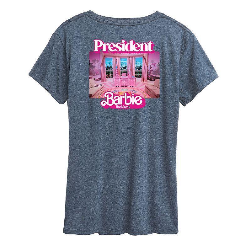 Womens Barbie The Movie President Graphic Tee, Girls Grey Blue Product Image