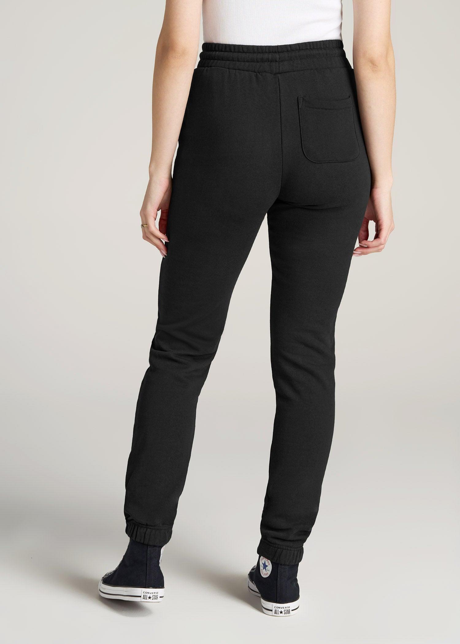 Wearever Fleece SLIM-FIT High-Waisted Women's Garment Dye Sweatpants in Black Product Image