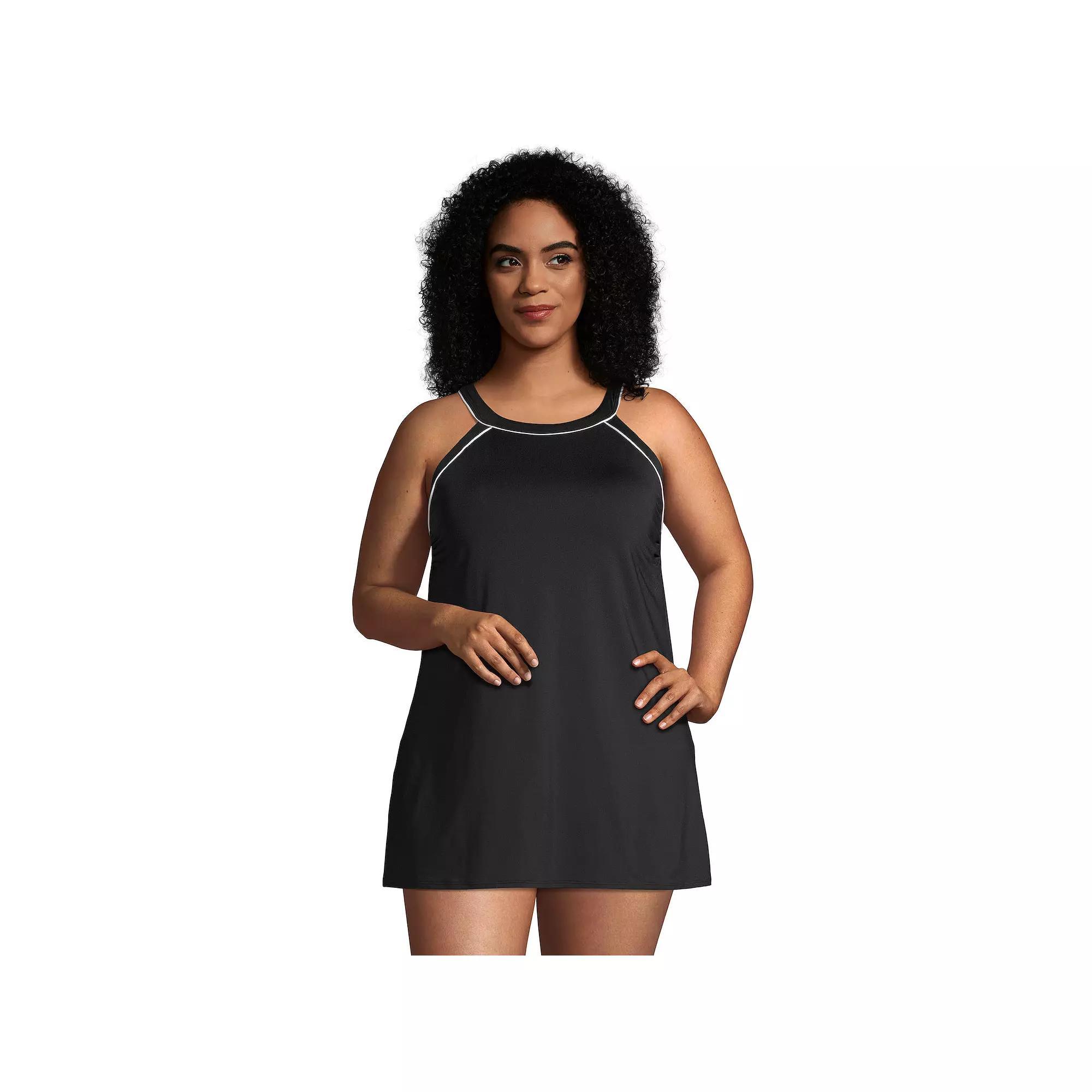 Plus Size Lands End G-Cup High-Neck One-Piece Swimdress, Womens Product Image