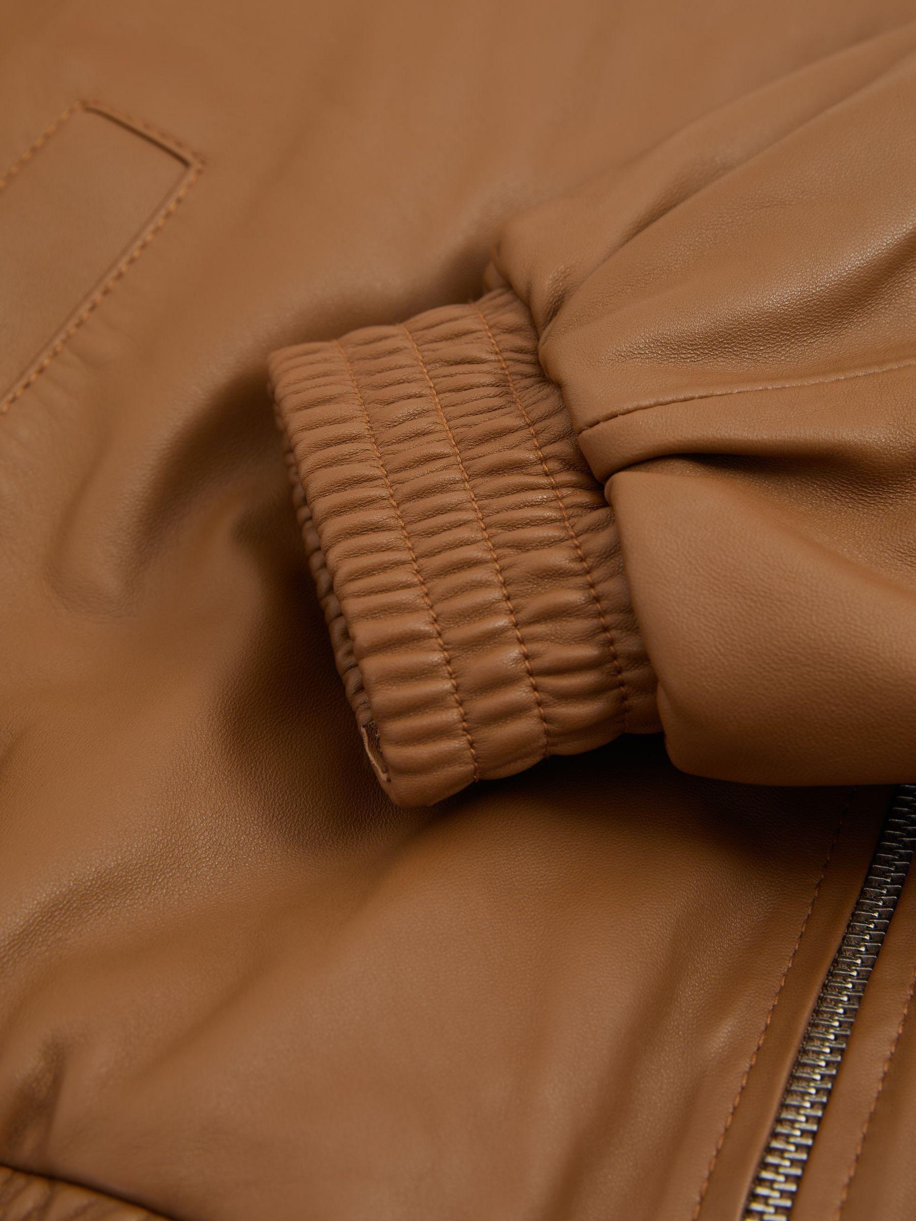 Atelier Leather Latched-Collar Bomber Jacket in Tan Product Image