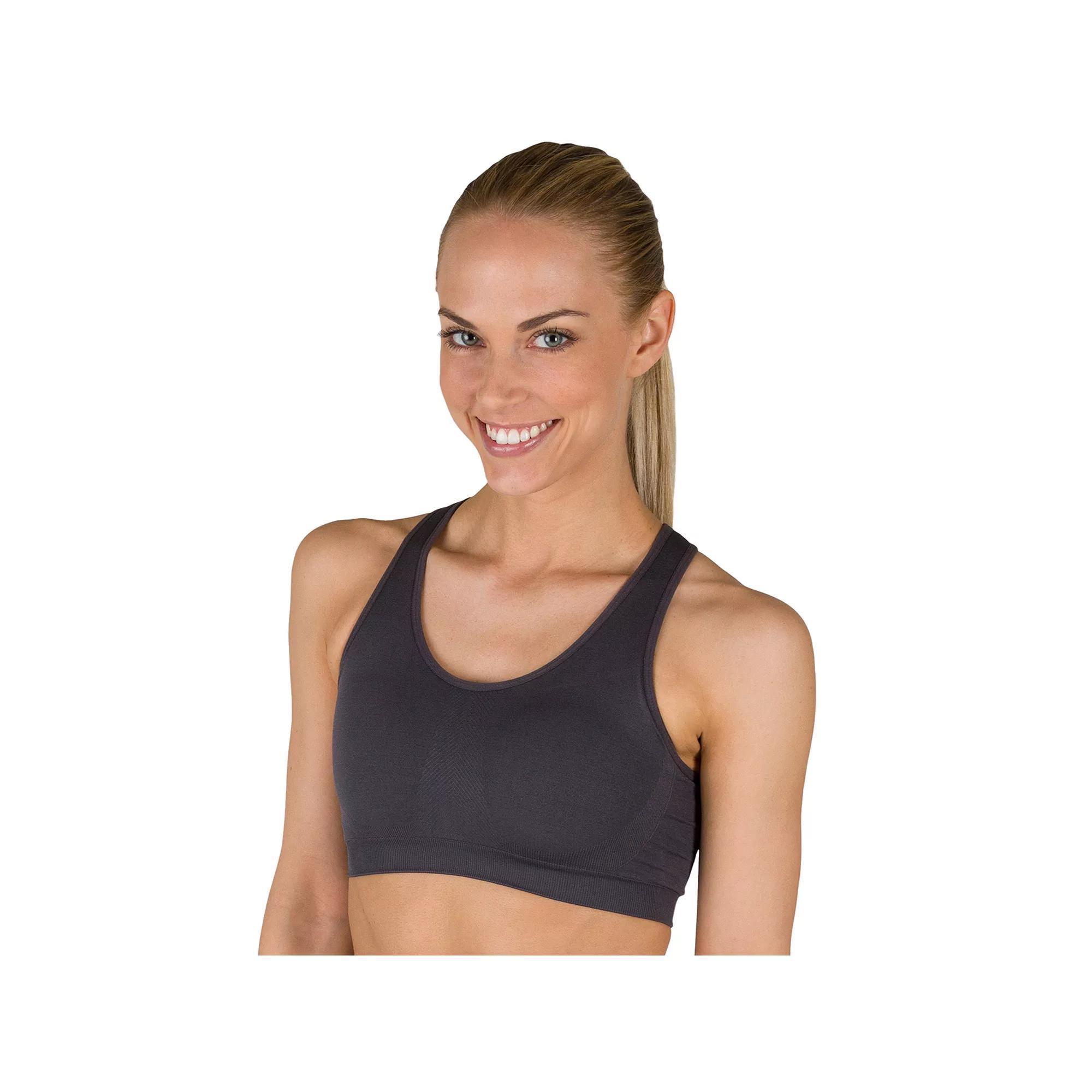 Jockey Sport Bra: Seamless Medium-Impact Sports Bra 6997, Womens Grey Product Image