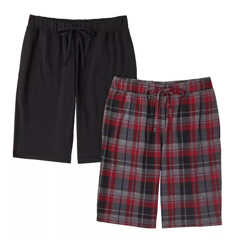 Mens Cuddl Duds 2-Pack French Terry Printed Pajama Shorts Set Grey Green Product Image