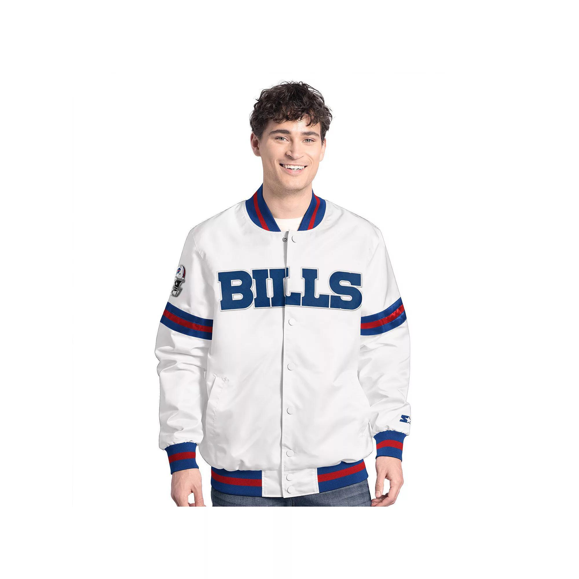 Men's Starter  White Buffalo Bills Scout Full-Snap Varsity Jacket, Size: Small Product Image