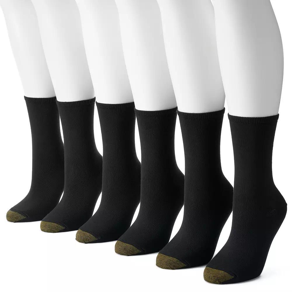 Women's GOLDTOE ® 6-pack Ultra Soft Crew Socks, Size: 9-11, Black Product Image