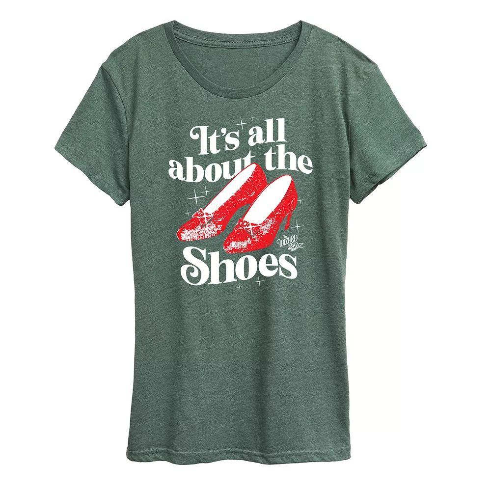 Women's Wizard Of Oz Shoes Graphic Tee, Size: Large, Grey Blue Product Image