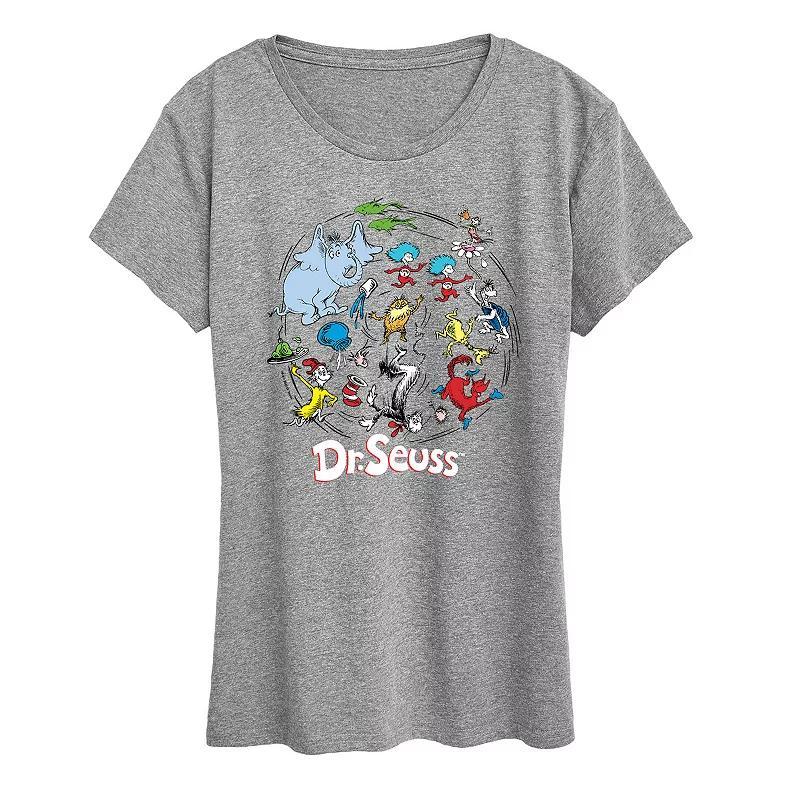 Women's Dr. Seuss Pattern Graphic Tee, Girl's, Size: Small, Grey Gray Product Image